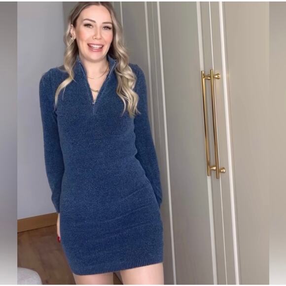 ZARA ACID WASH KNIT MINI DRESS - Picture 1 of 9